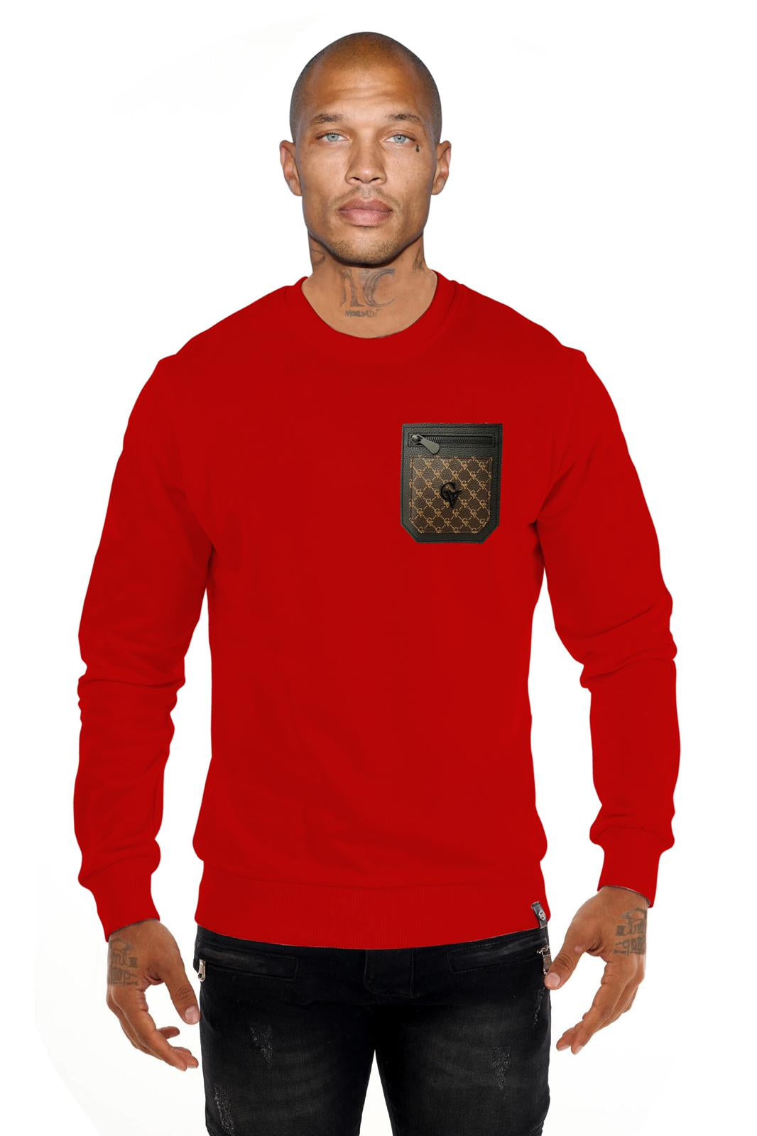 GV2802 Pullover with Zipped Faux Leather Pocket