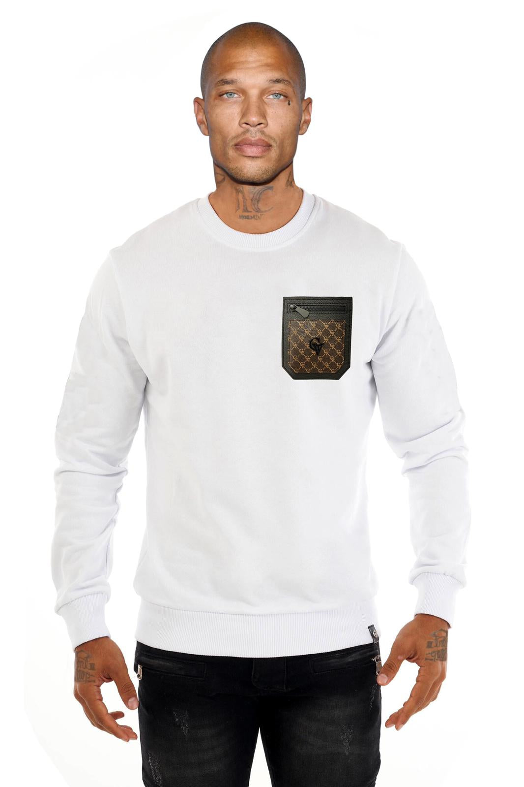 GV2802 Pullover with Zipped Faux Leather Pocket