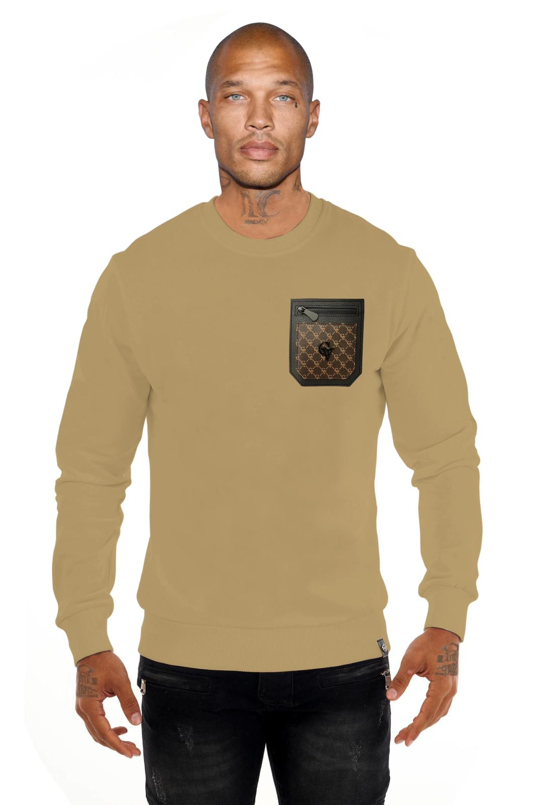GV2802 Pullover with Zipped Faux Leather Pocket