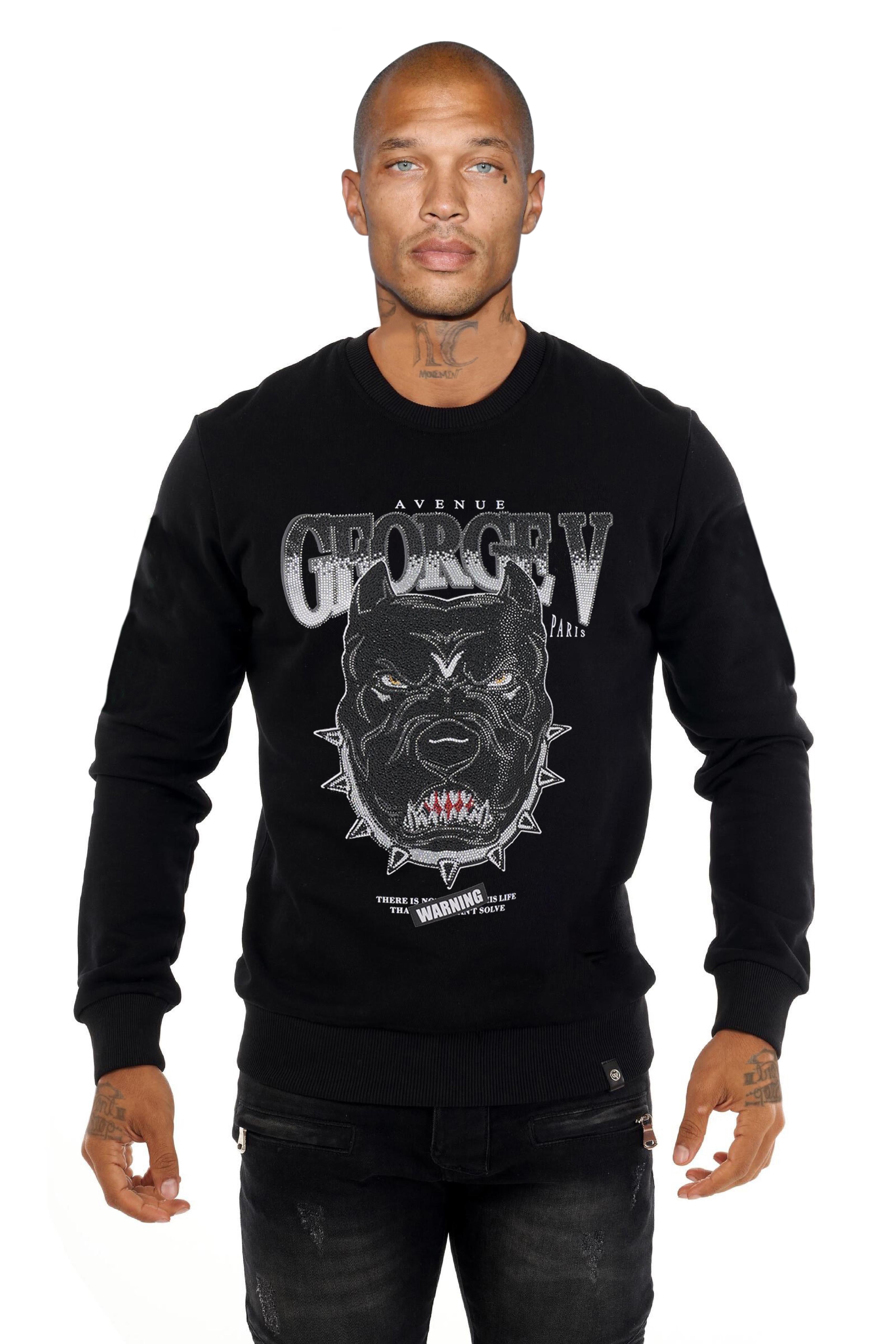 Bully GV2801 Pullover with Rhinestone Bulldog Head